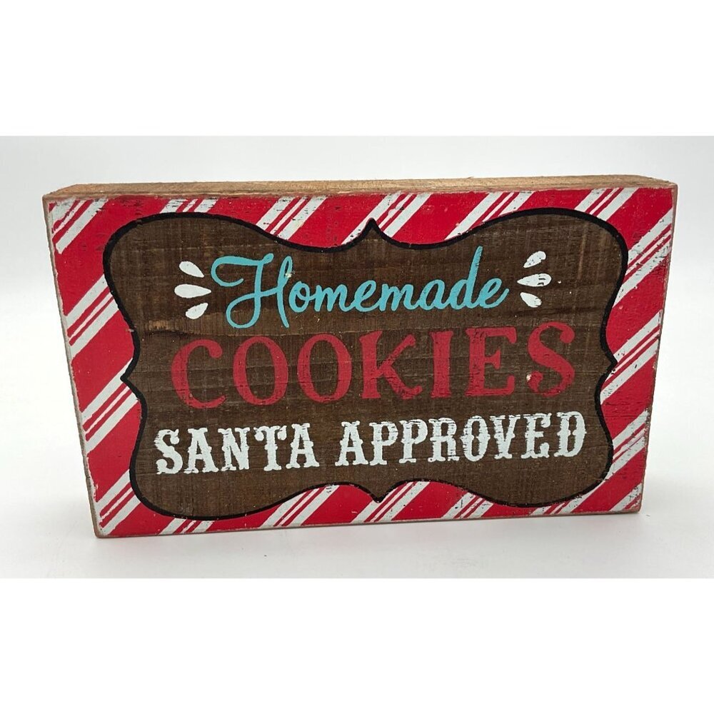 Demdaco Holiday Baking Santa Approved Cookies Wooden Wall Art NWT